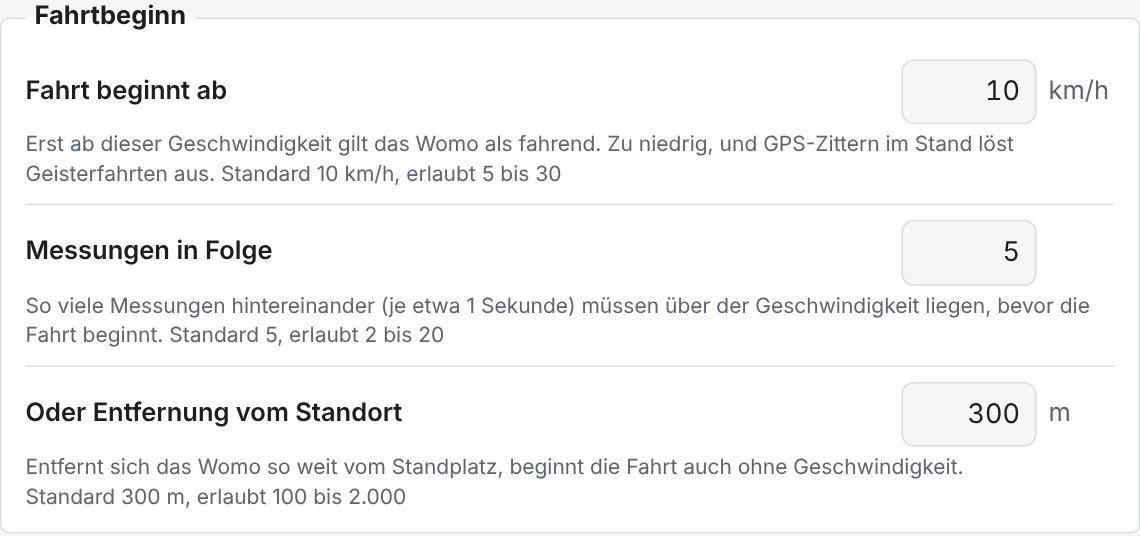 Die Gruppe Fahrtbeginn in der App