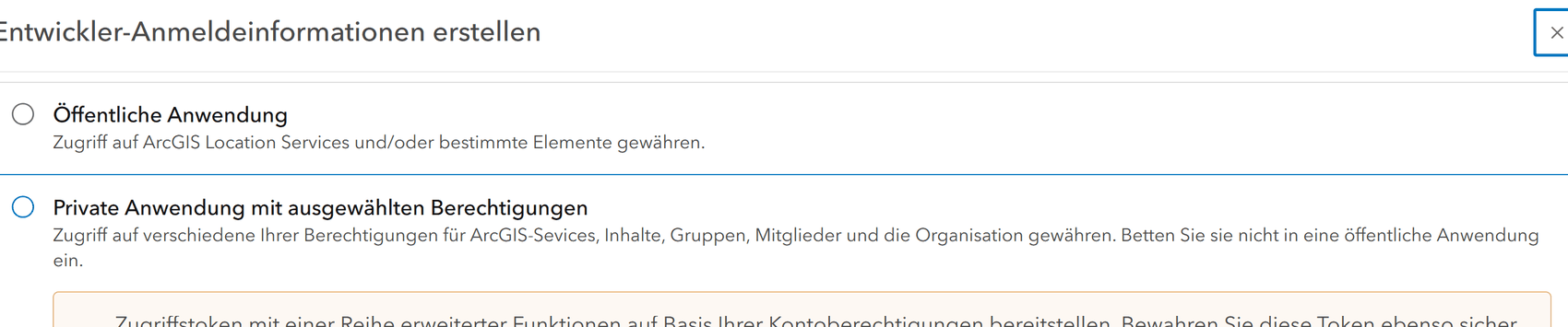 Öffentliche Anwendung wählen